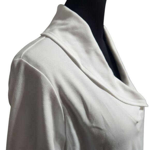L.L. Bean White Shirt V Wrap Neck Medium Regular Long Sleeve Top Plain - Picture 5 of 10
